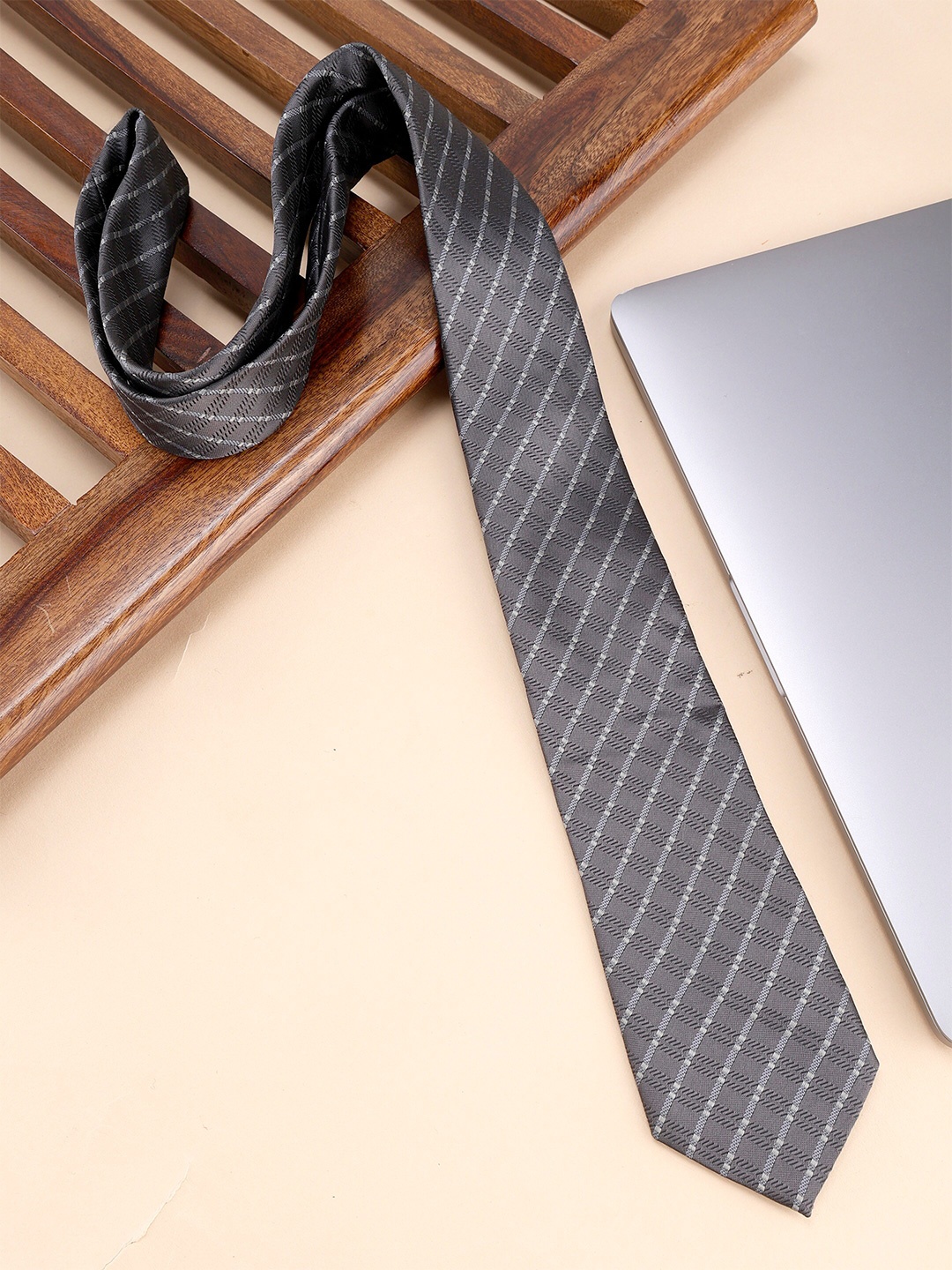

Alvaro Castagnino Men Striped Skinny Tie, Grey