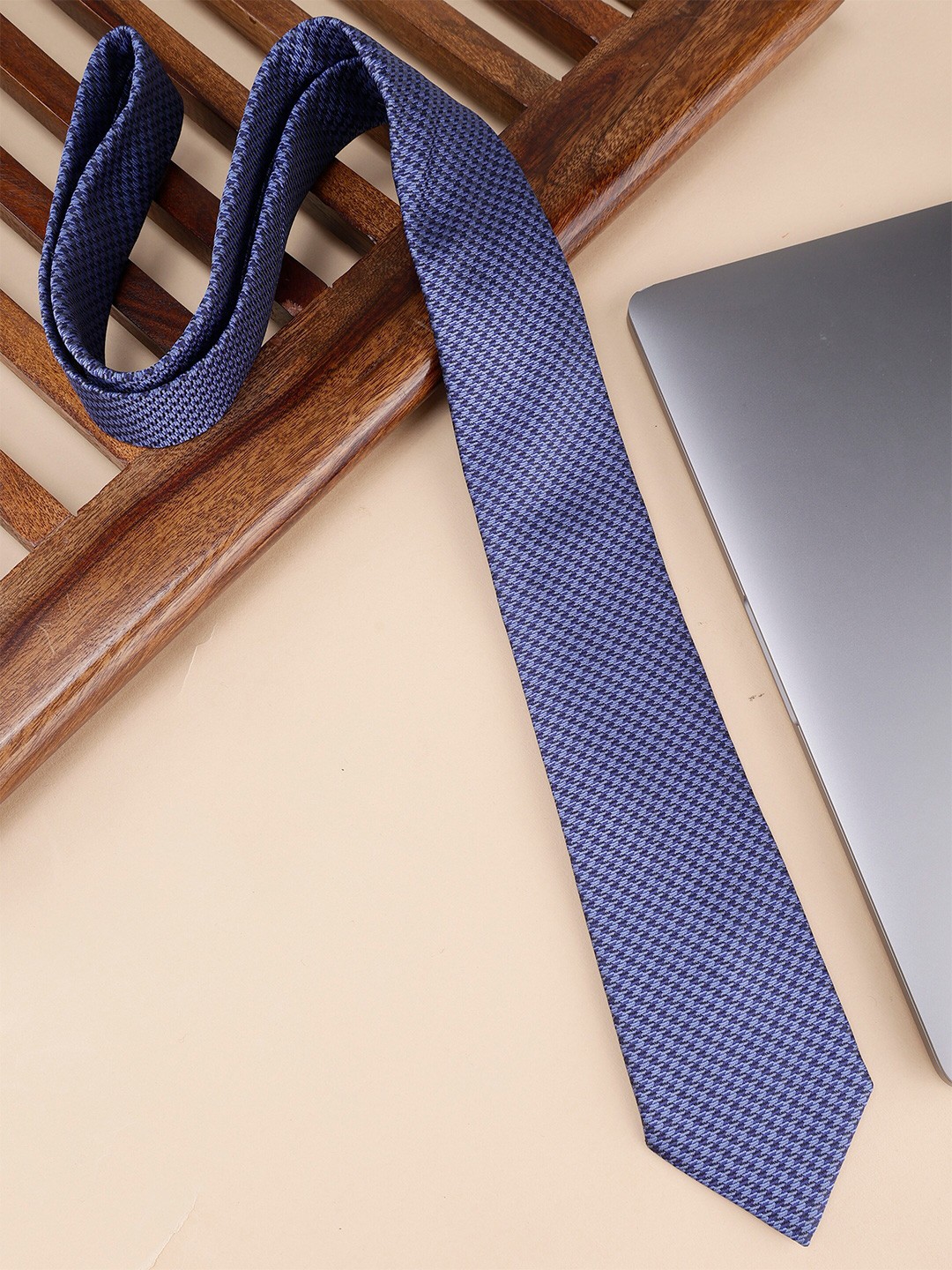

Alvaro Castagnino Men Woven Design Skinny Tie, Blue