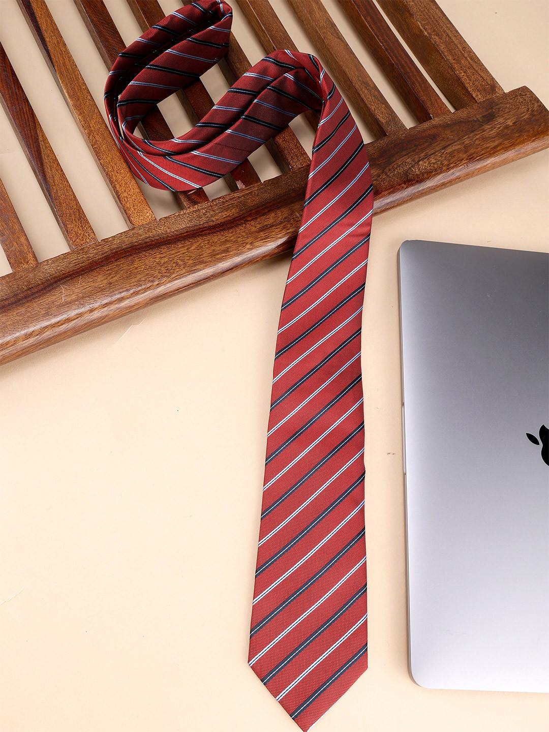 

Alvaro Castagnino Men Striped Skinny Tie, Red