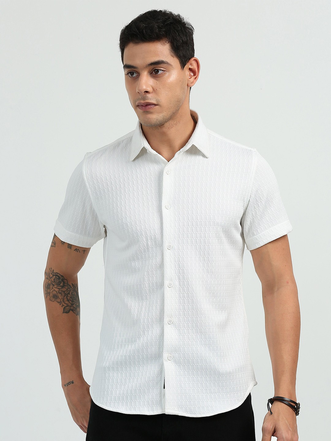 

RIDELIFE Original Slim Fit Vertical Striped Short Sleeves Cotton Casual Shirt, White