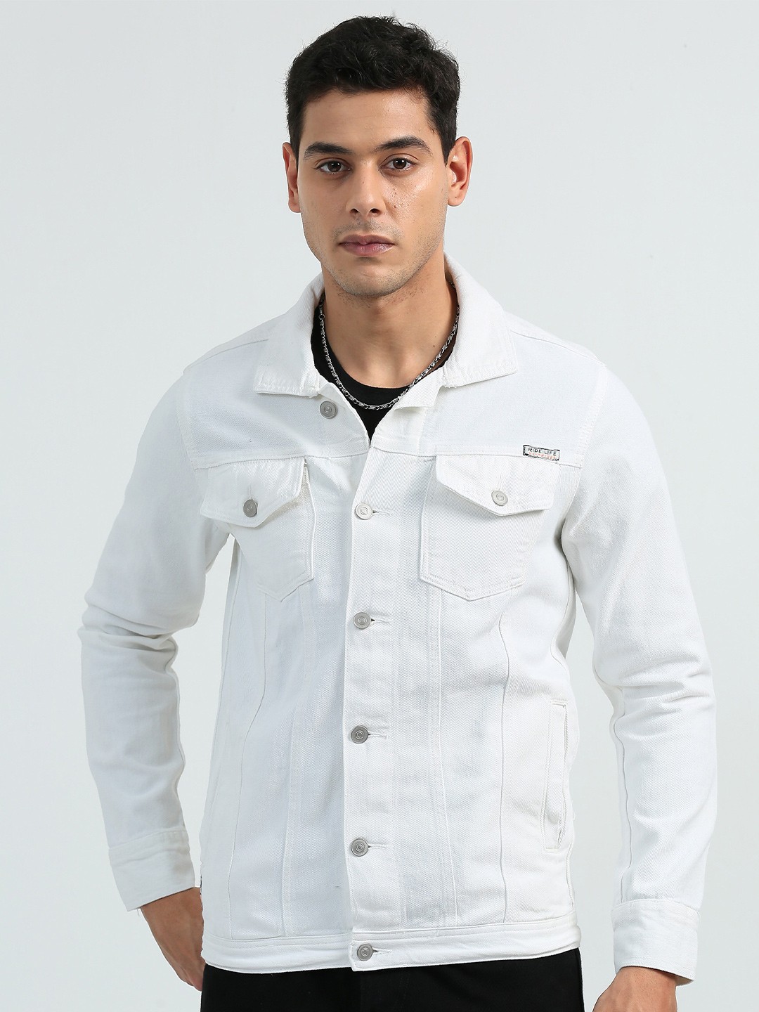 

RIDELIFE Original Slim Fit Long Sleeves Casual Denim Shacket, White