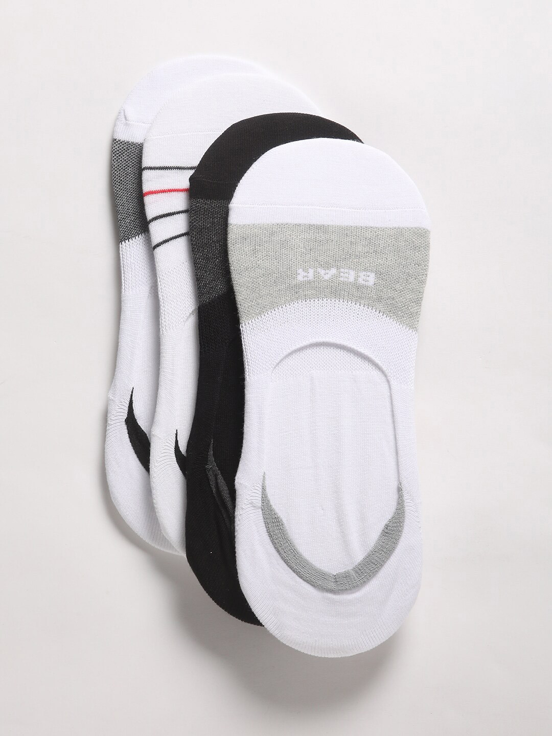 

THE BEAR HOUSE Men Pack Of 4 Assorted Cotton Shoe Liners Socks