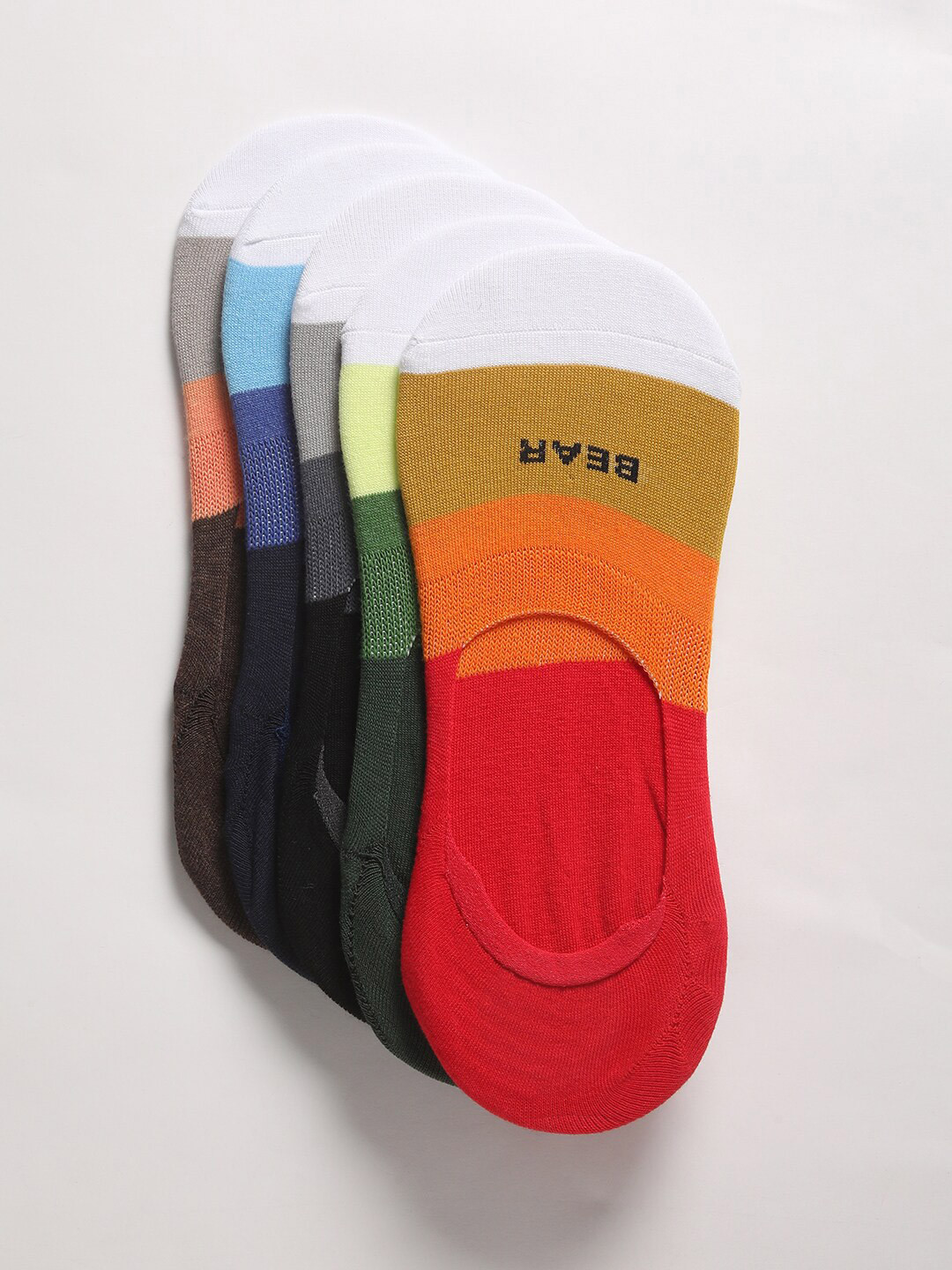 

THE BEAR HOUSE Men Pack Of 5 Assorted Cotton Shoe Liners Socks