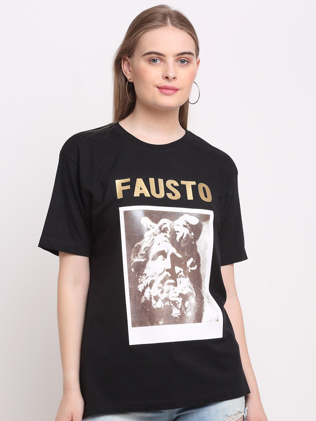 

Ennoble Graphic Printed Cotton T-shirt, Black