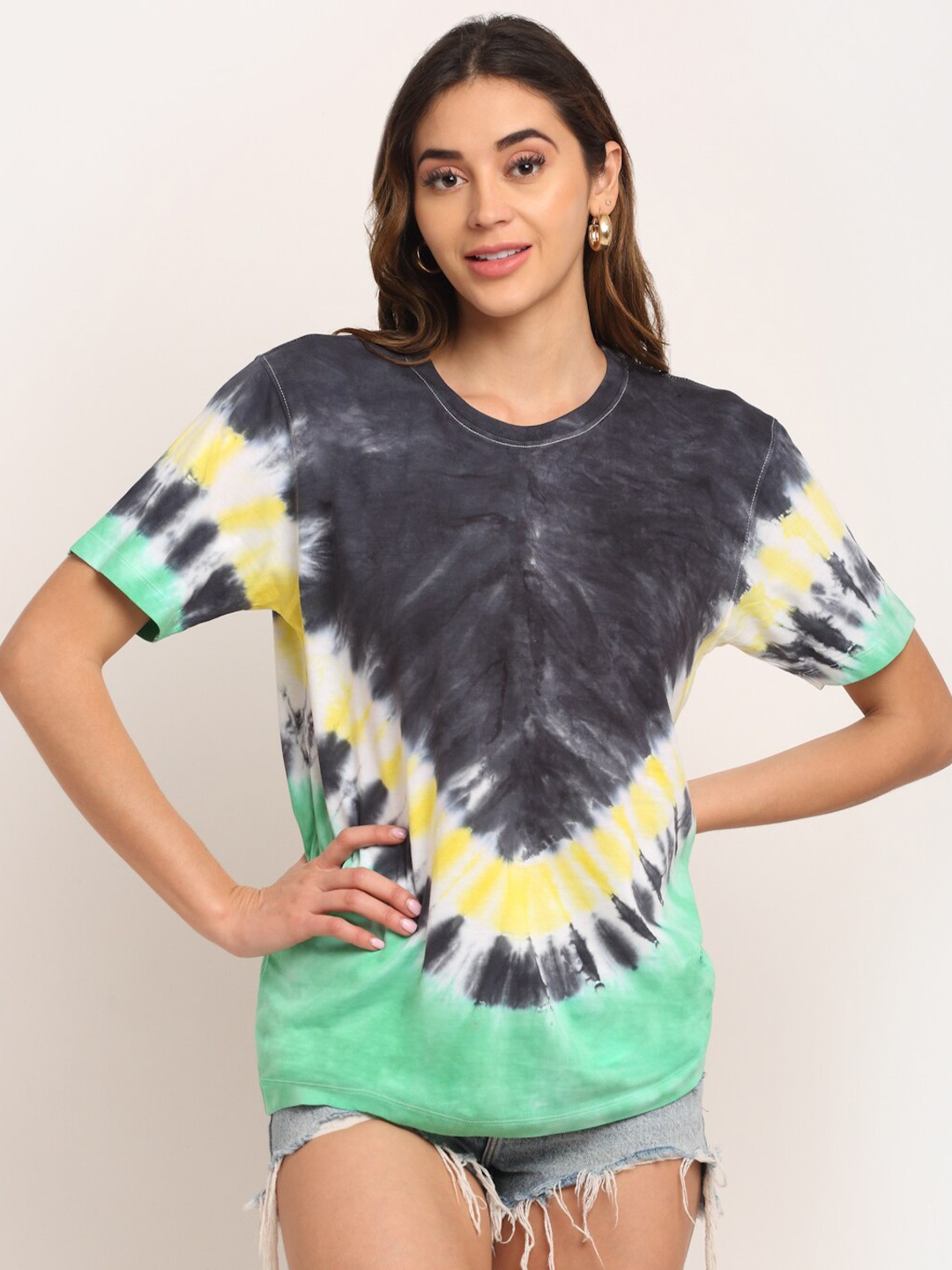 

Ennoble Tie and Dye Relaxed Fit Cotton T-shirt, Black