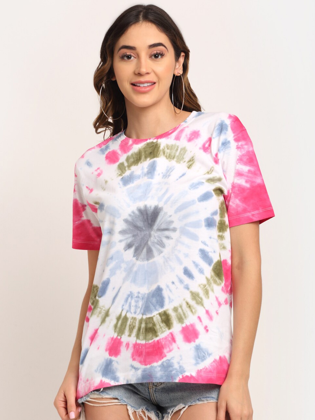 

Ennoble Tie and Dye Relaxed Fit Cotton T-shirt, White