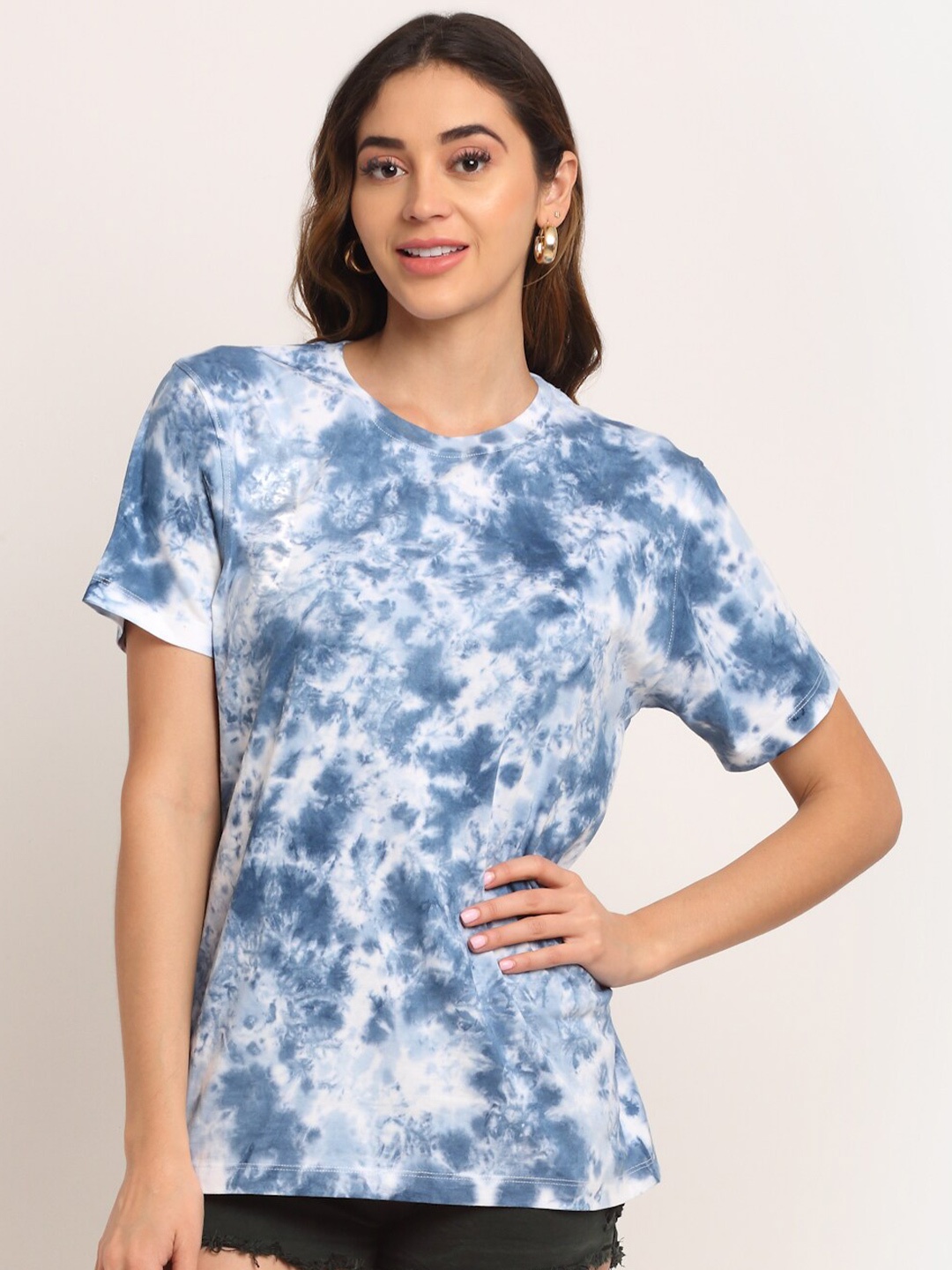 

Ennoble Tie and Dye Relaxed Fit Cotton T-shirt, Blue