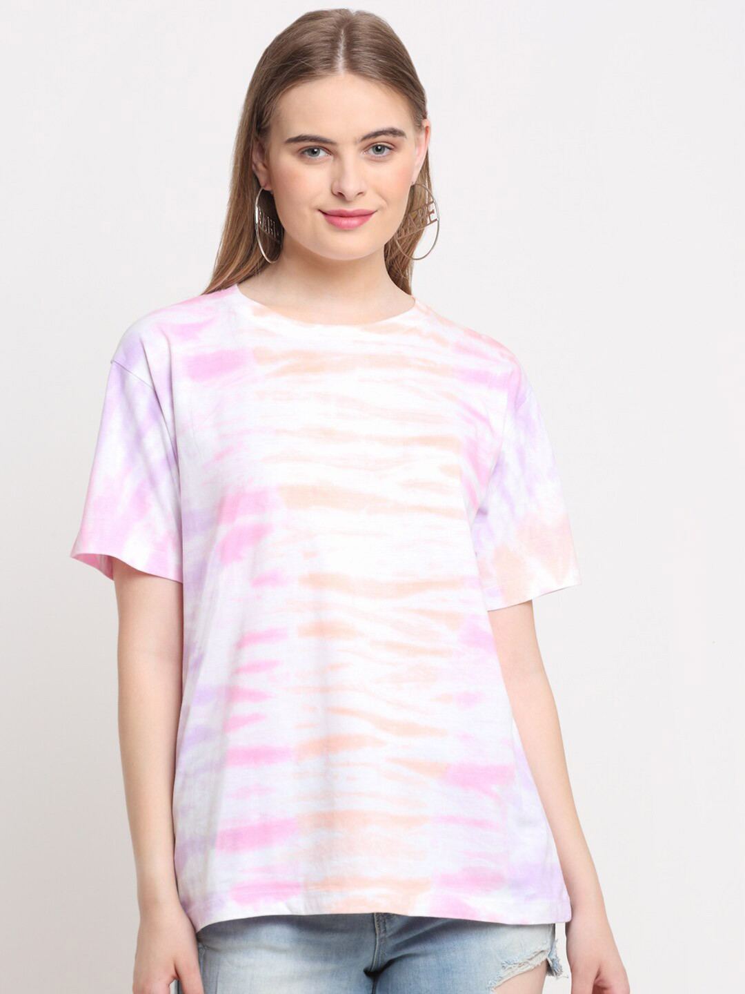 

Ennoble Tie & Dye Relaxed Fit Round Neck Cotton T-shirt, Purple