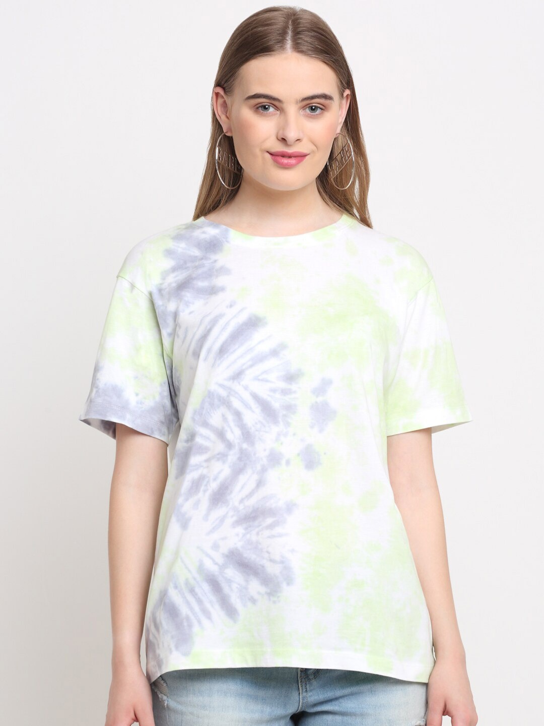 

Ennoble Tie & Dye Relaxed Fit Round Neck Cotton T-shirt, White