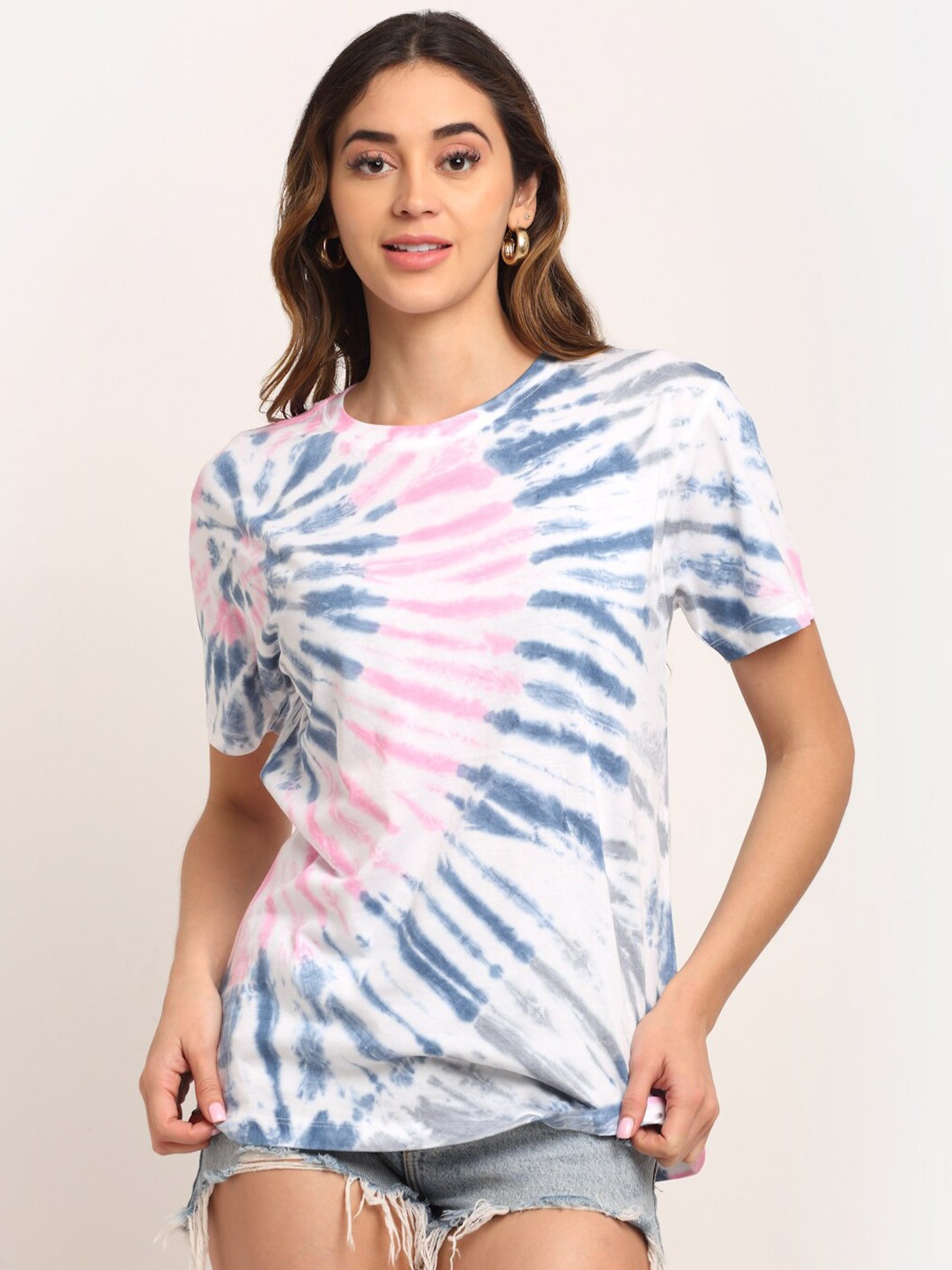 

Ennoble Tie & Dye Relaxed Fit Round Neck Cotton T-shirt, White
