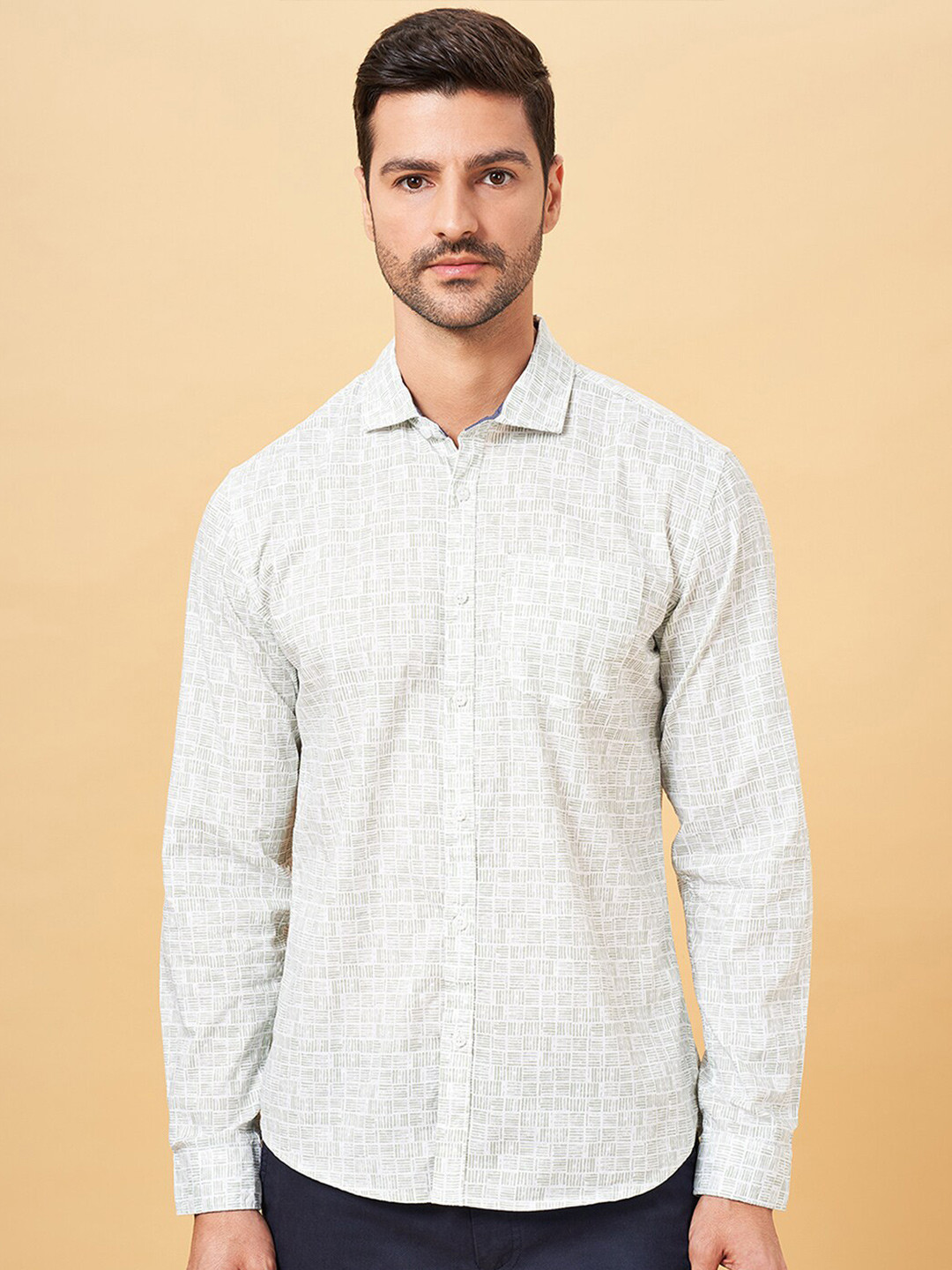 

BYFORD by Pantaloons Slim Fit Printed Cotton Casual Shirt, Green