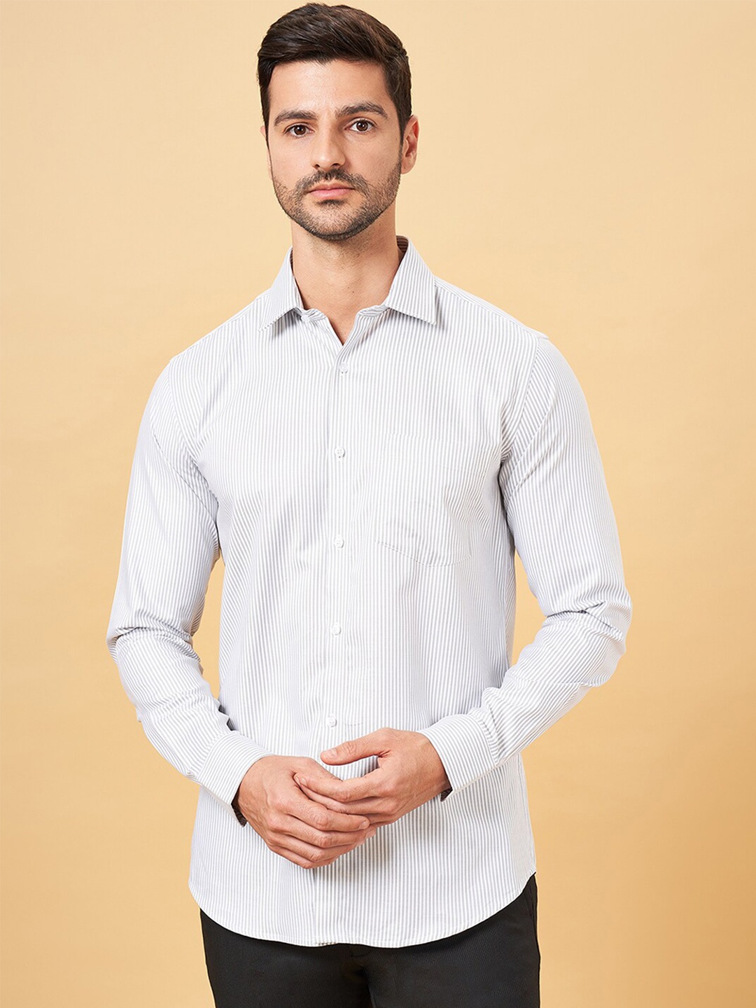 

BYFORD by Pantaloons Spread Collar Cotton Slim Fit Shirt, Grey