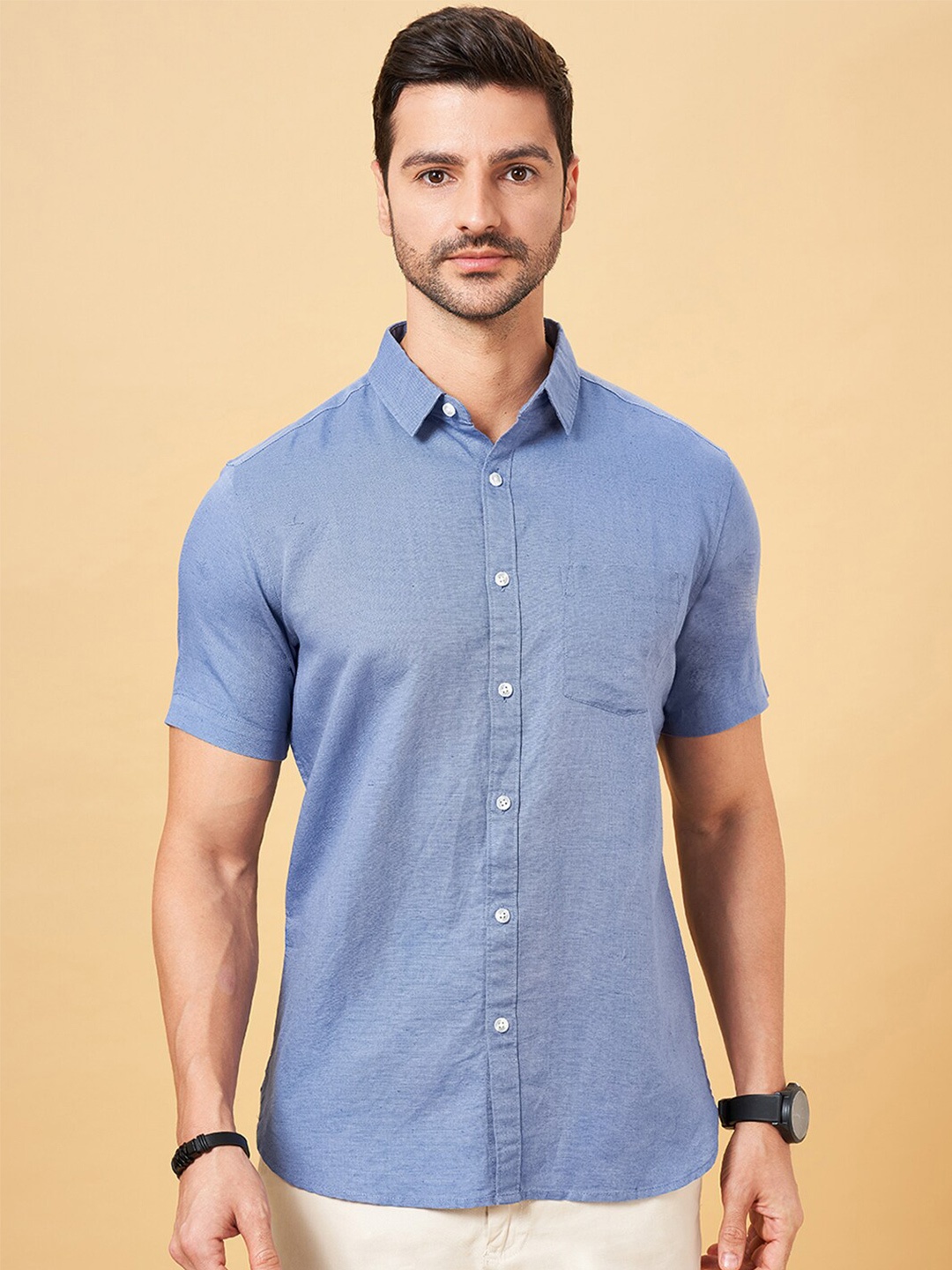 

BYFORD by Pantaloons Spread Collar Casual Shirt, Blue