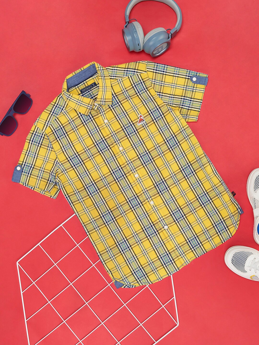 

Pantaloons Junior Boys Tartan Checked Pure Cotton Casual Shirt, Yellow