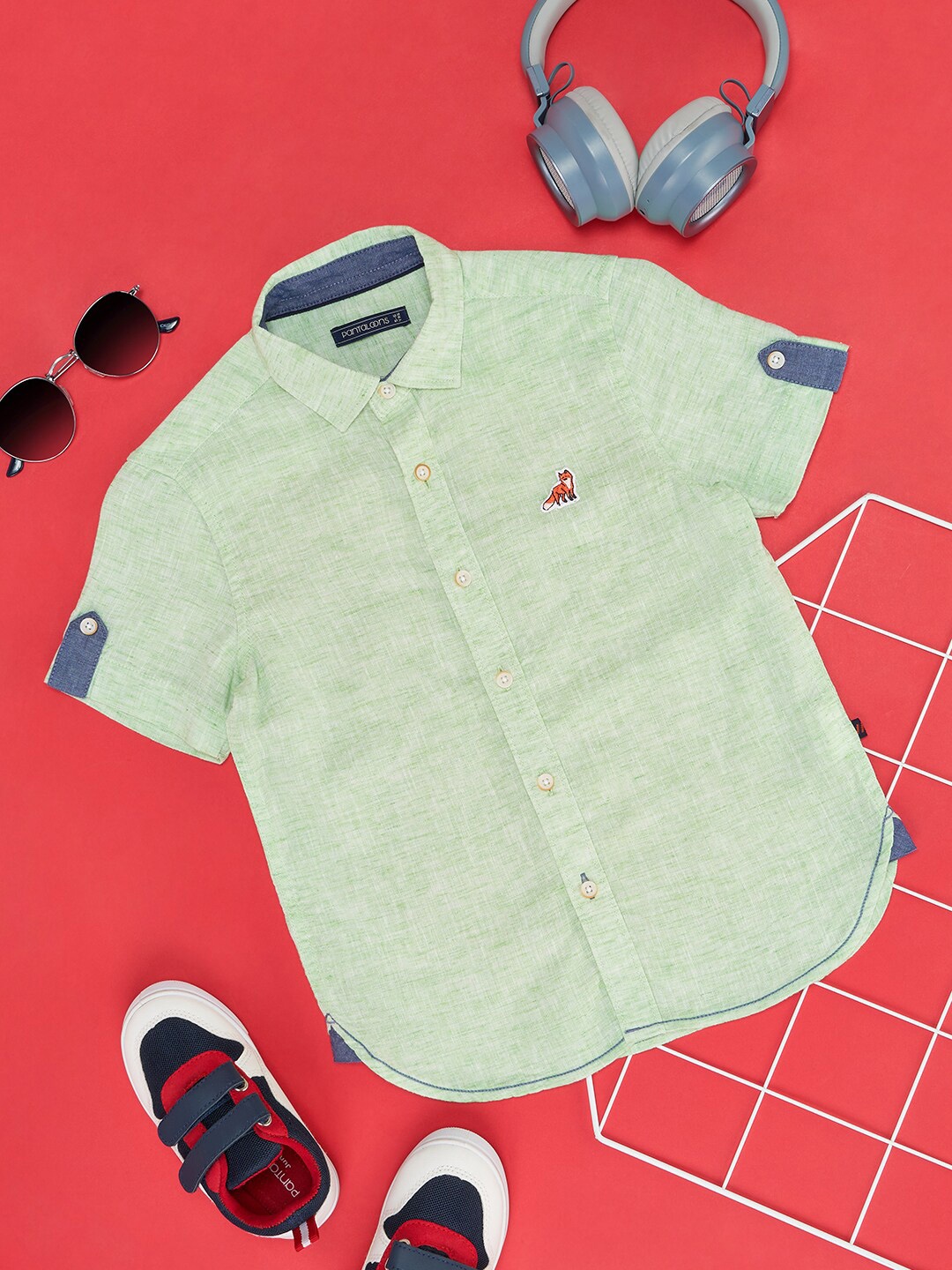 

Pantaloons Junior Boys Opaque Printed Casual Shirt, Green