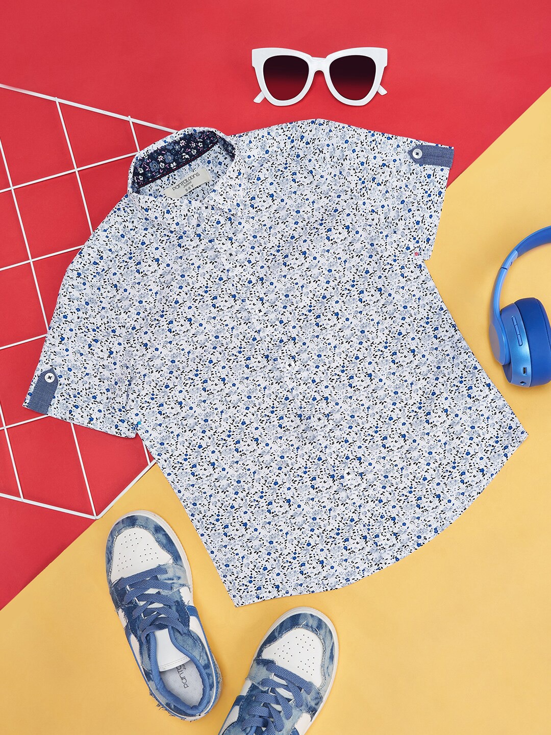 

Pantaloons Junior Boys Floral Printed Pure Cotton Casual Shirt, White