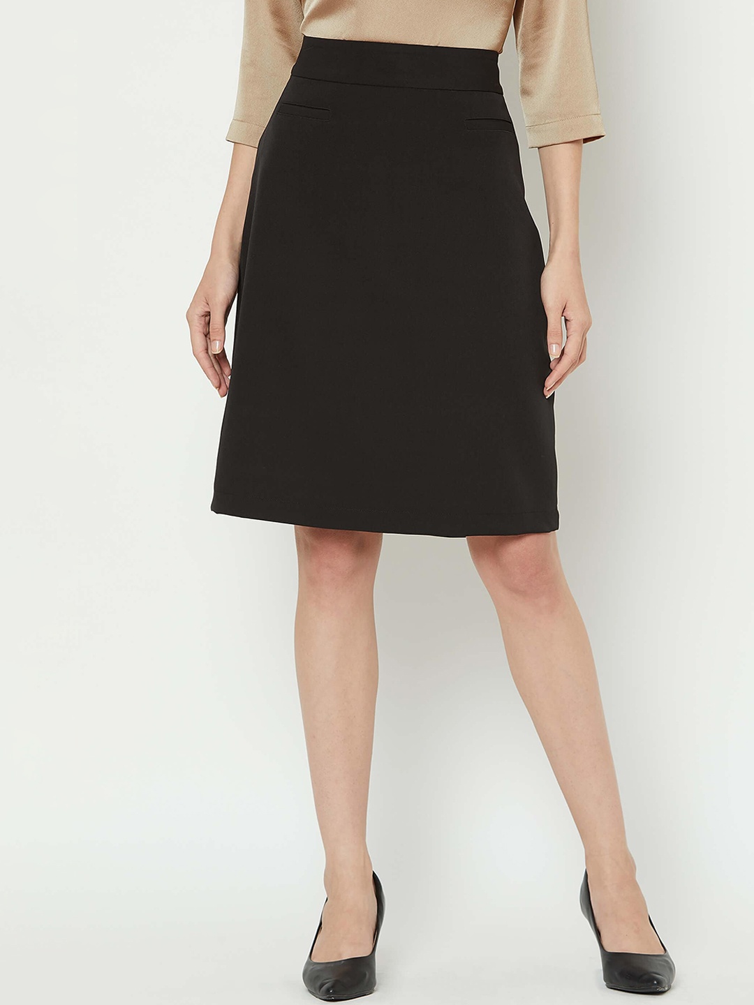

SALT ATTIRE Above Knee A-line Formal Skirt, Black