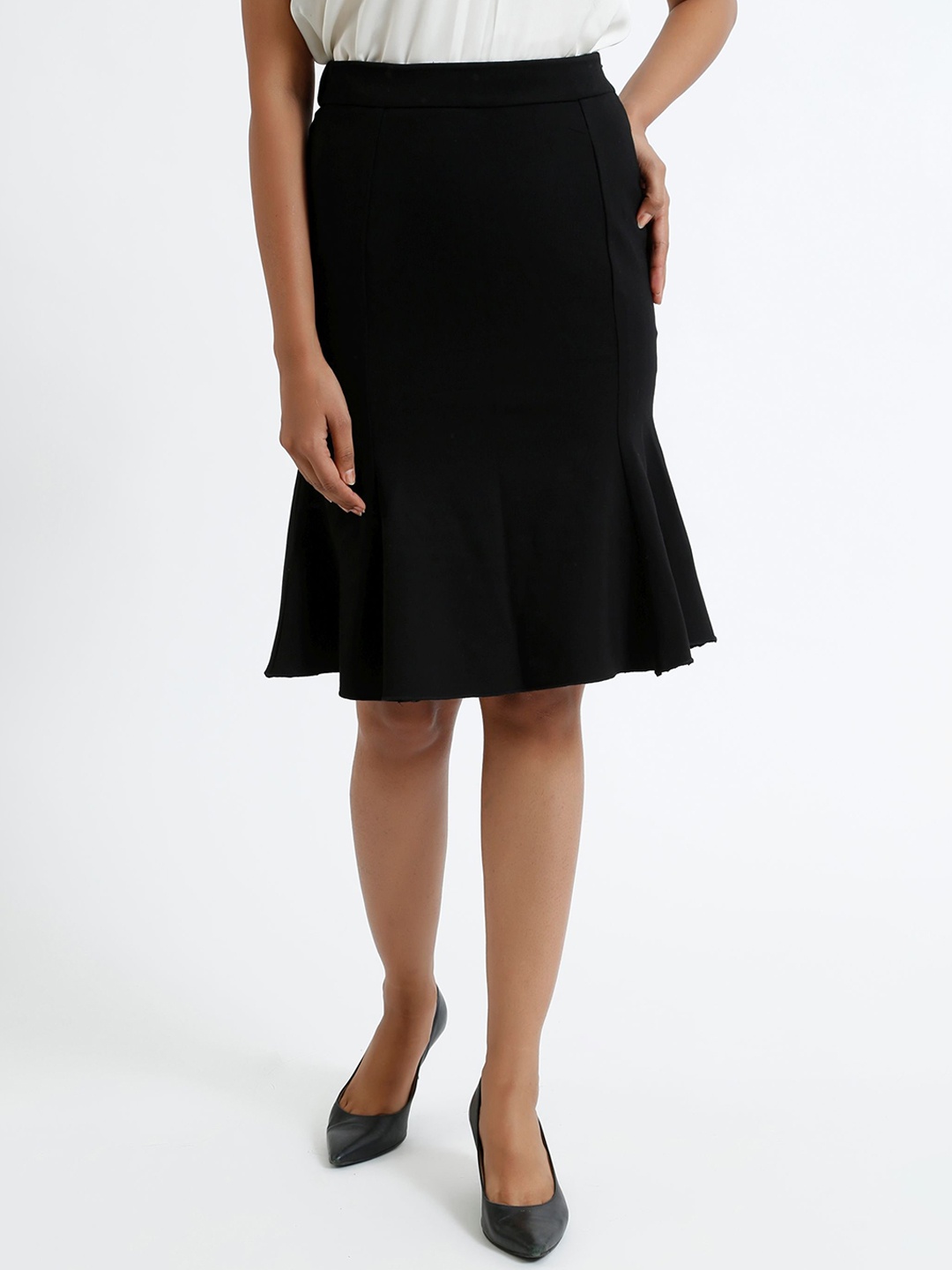 

SALT ATTIRE Knee length Flared Skirt, Black