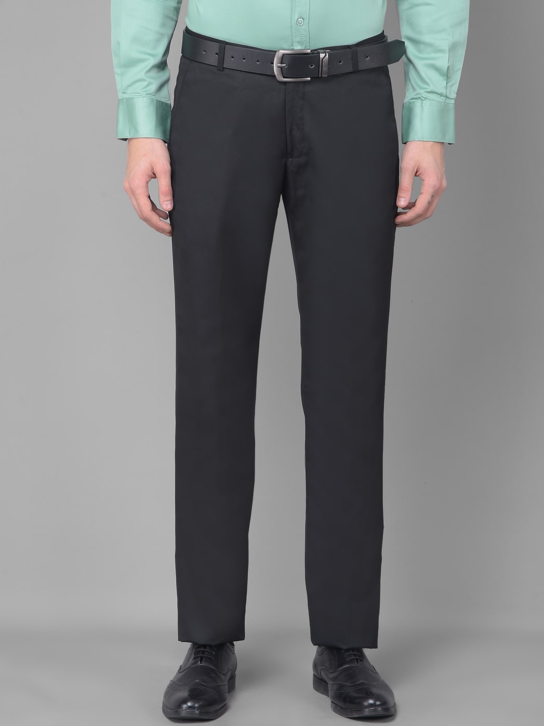 

COBB Men Mid Rise Cotton Trousers, Black