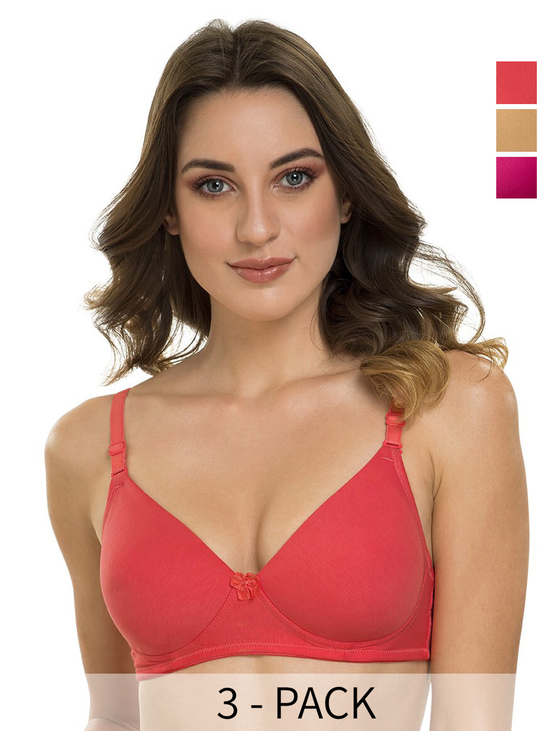

Tweens Pack Of 3 Full Coverage All Day Comfort Lightly Padded Cotton T-Shirt Bra, Beige