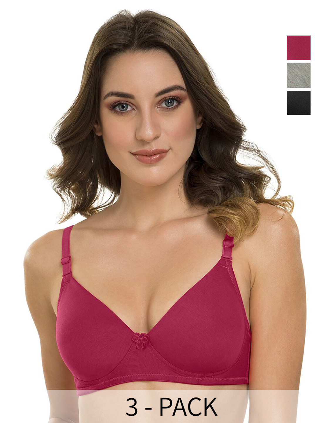 

Tweens Pack Of 3 Full Coverage All Day Comfort Lightly Padded Cotton T-Shirt Bra, Black