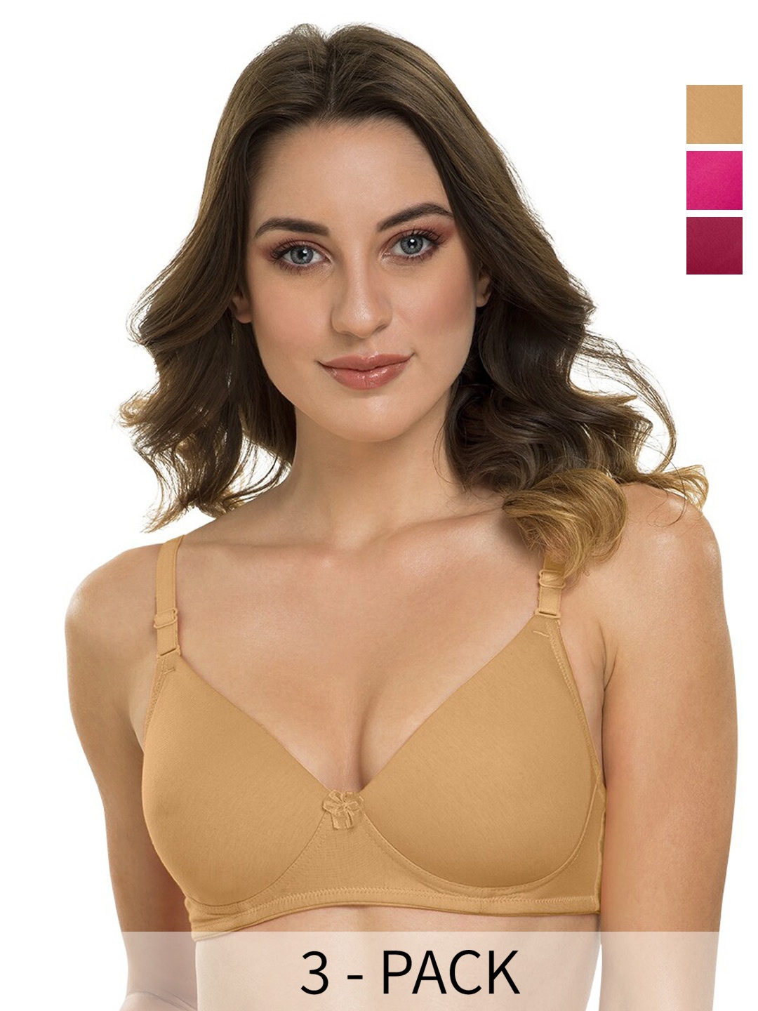 

Tweens Pack Of 3 Full Coverage Lightly Padded Multiway Straps T-shirt Bra- All Day Comfort, Beige