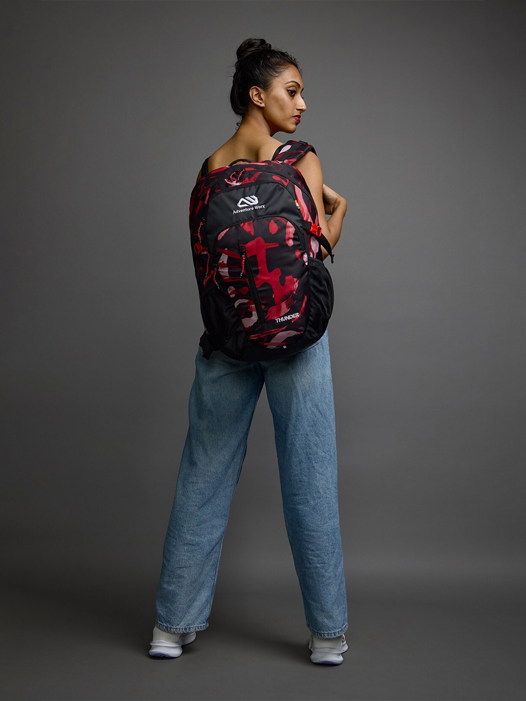 

ADVENTURE WORX Unisex Printed 18 Inch Laptop Backpack, Red