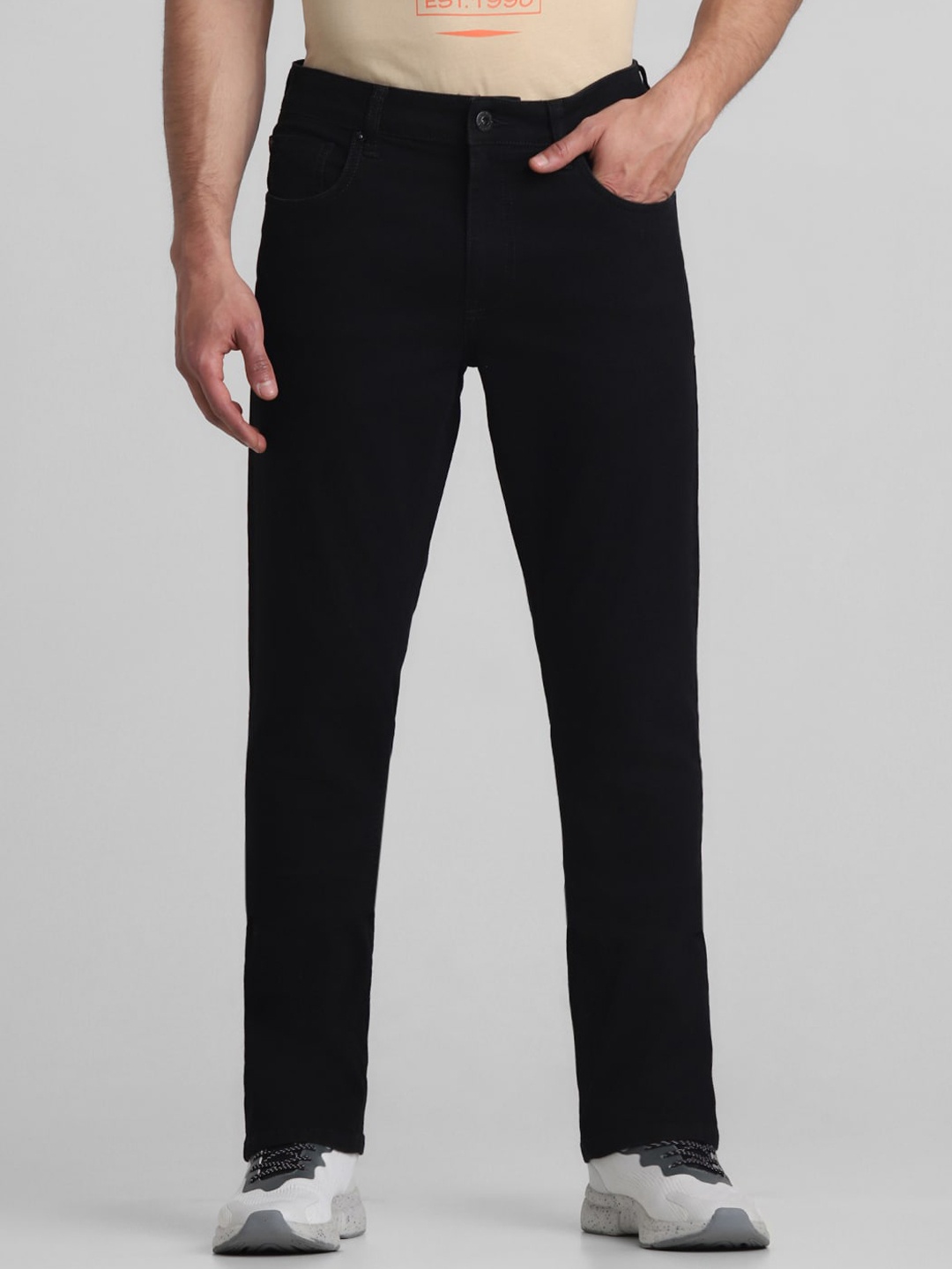 

Jack & Jones Men Clark Mid Rise Stretchable Jeans, Black