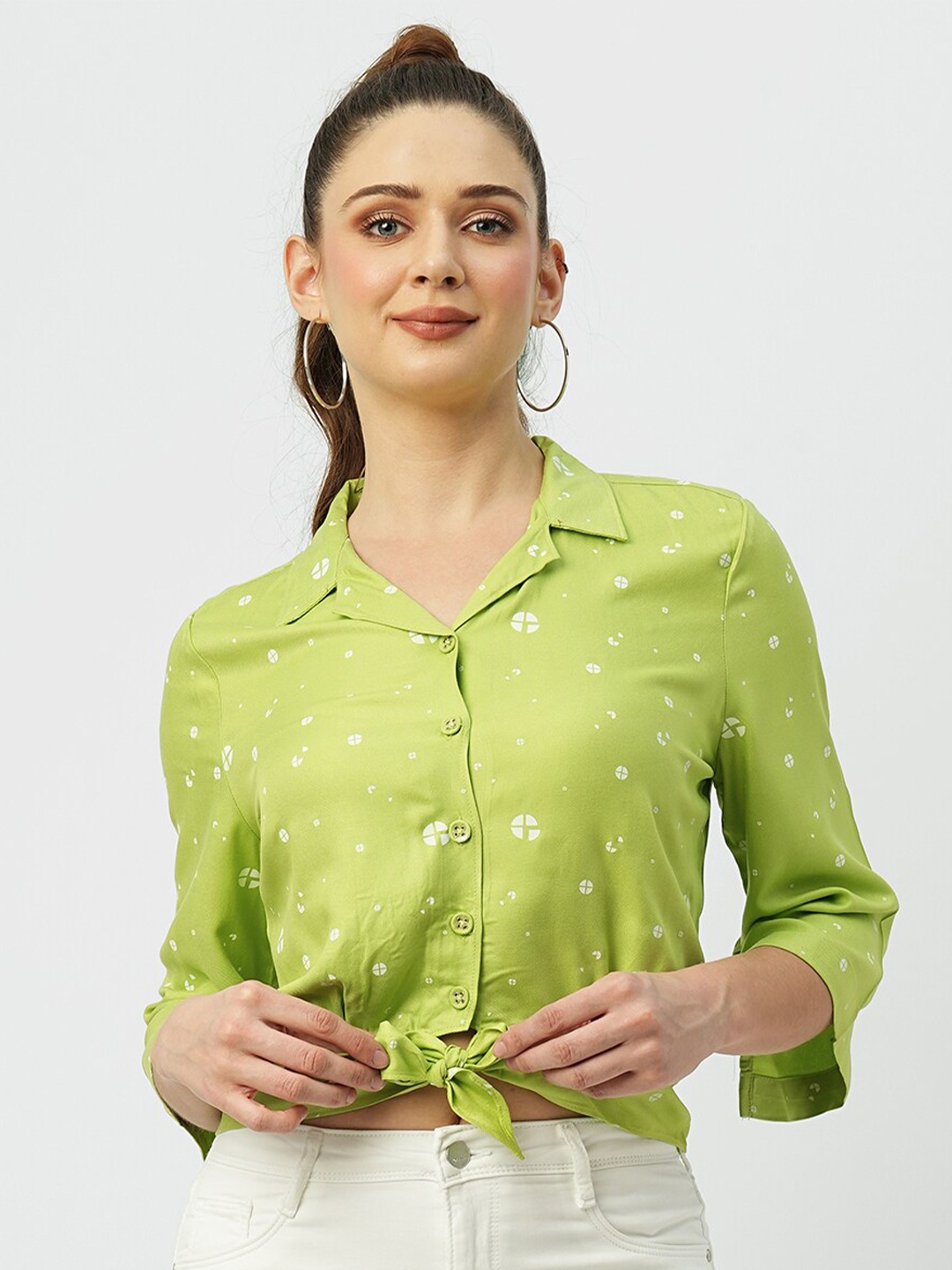 

Kraus Jeans Slim Fit Geometric Printed Casual Shirt, Green