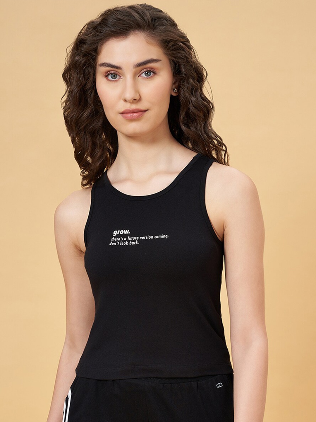 

Ajile by Pantaloons Sleeveless Cotton Tank Top, Black