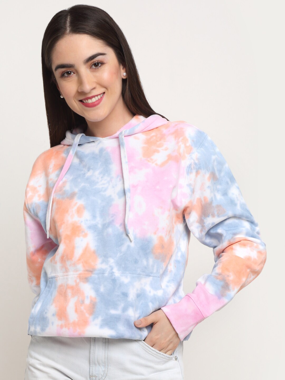 

Ennoble Abstract Printed Hooded Cotton Pullover Sweatshirt, Blue