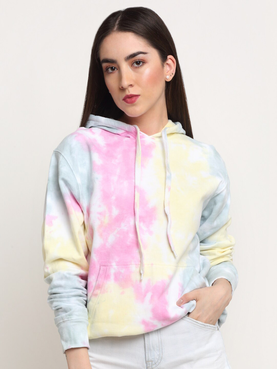 

Ennoble Abstract Printed Hooded Cotton Pullover Sweatshirt, Pink