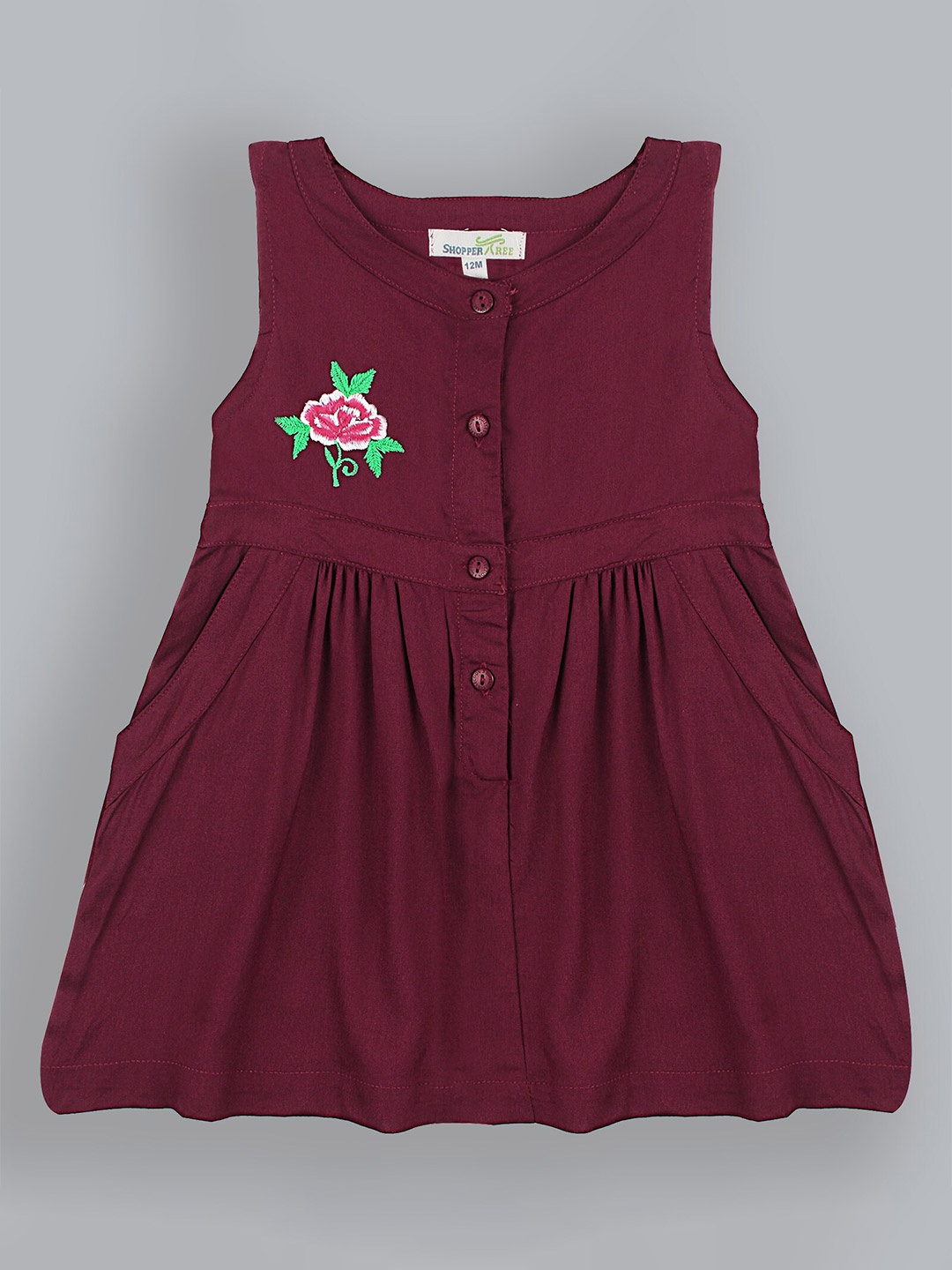 

BAESD Printed Round Neck Sleeveless Fit & Flare Dress, Maroon