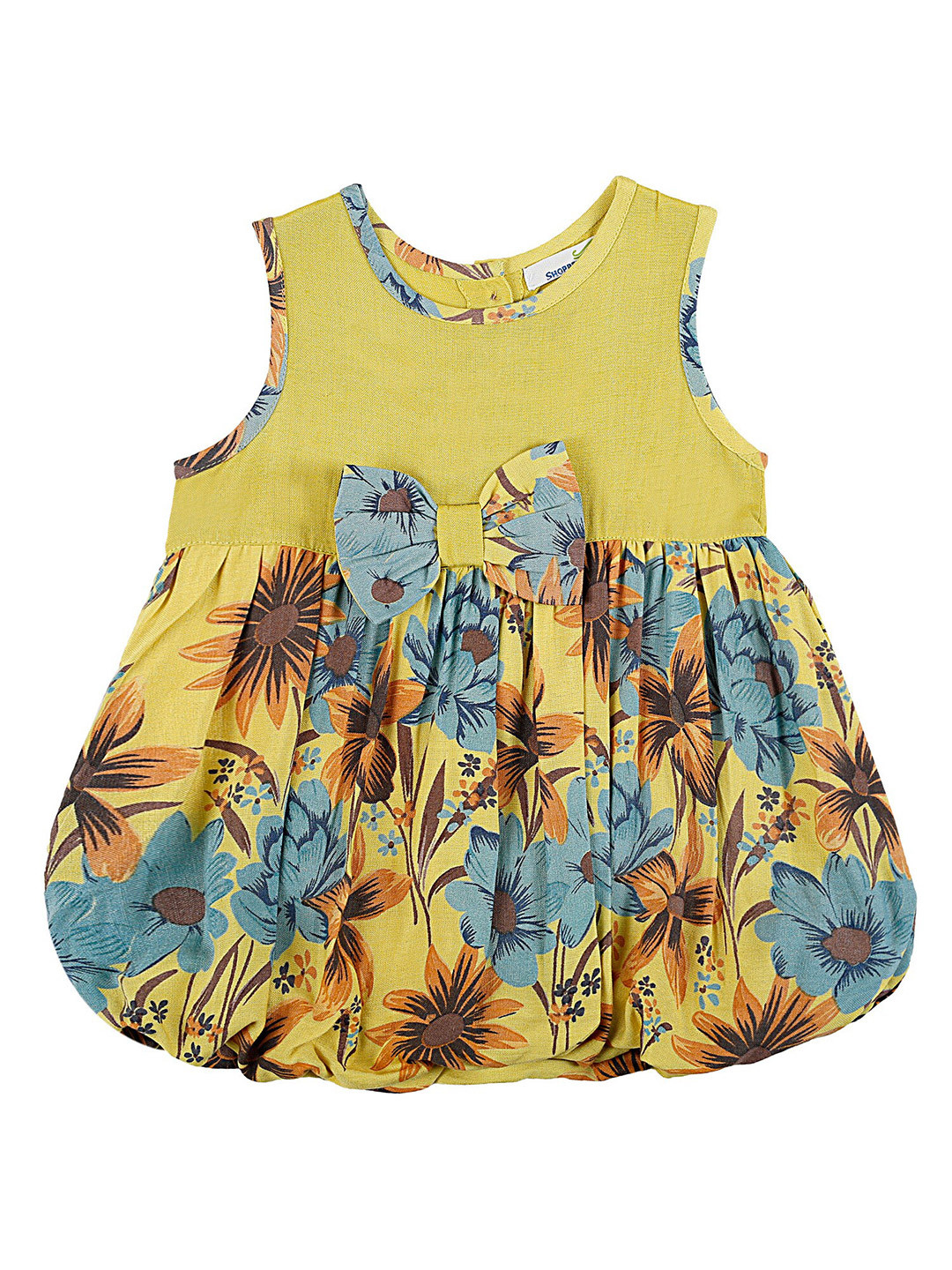 

BAESD Floral Printed Round Neck Sleeveless Fit & Flare Dress, Yellow
