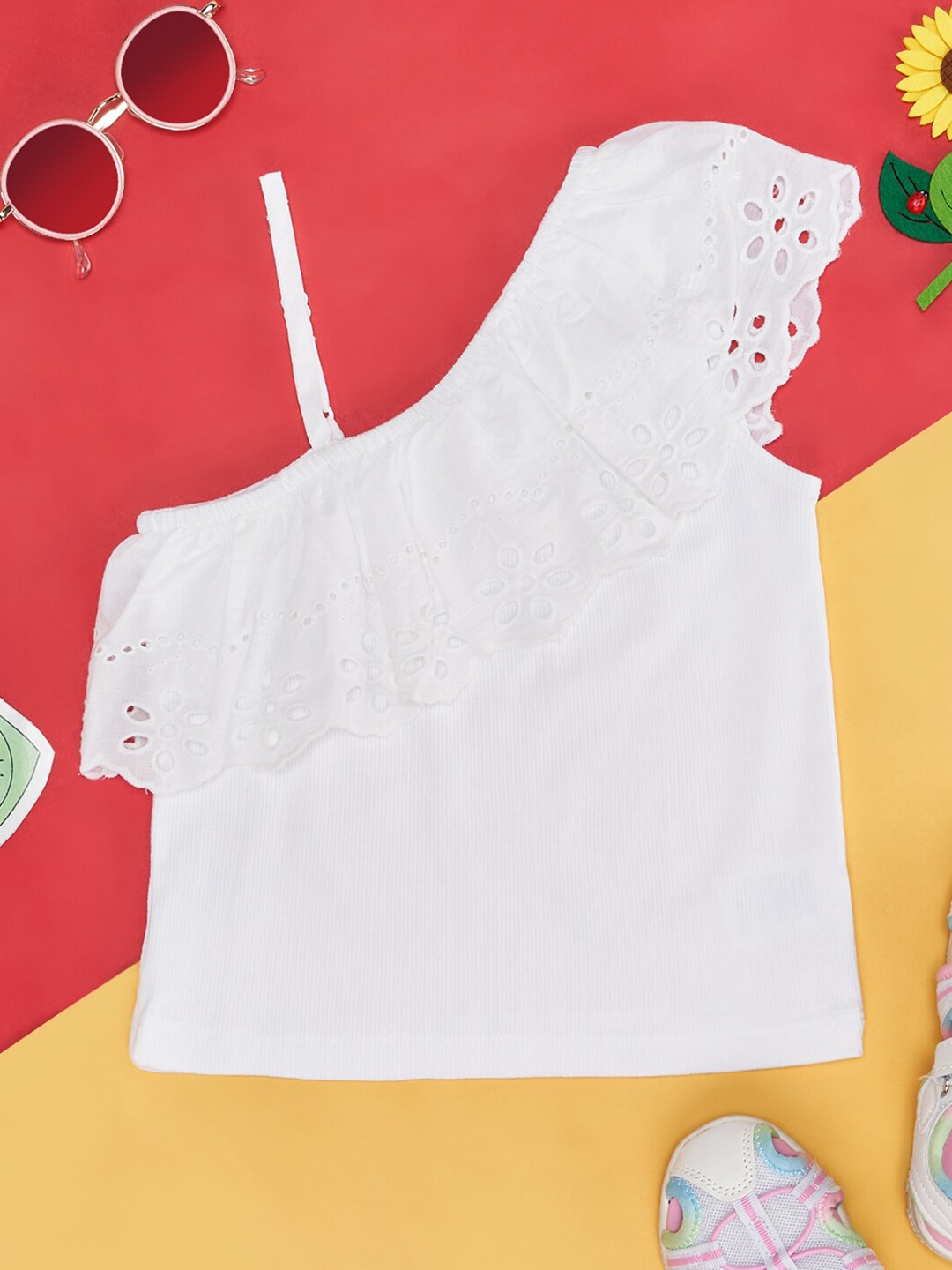 

Pantaloons Junior Girls Cold-Shoulder Cotton Top, White