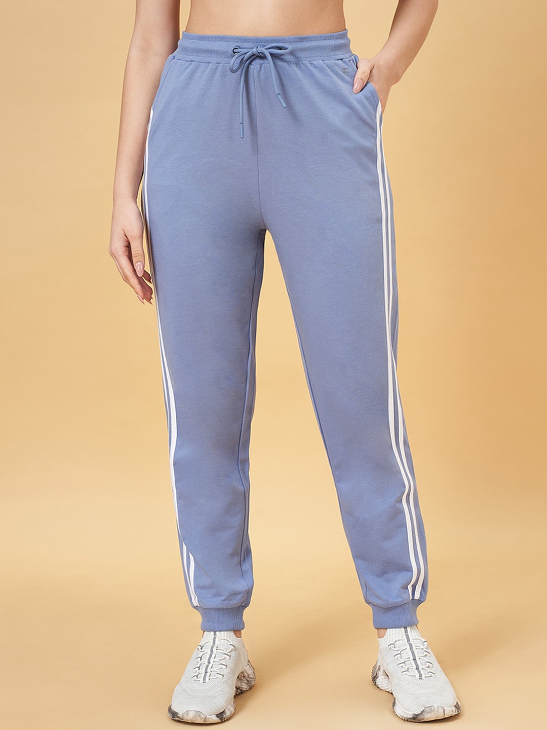 

Ajile by Pantaloons Women Side Panel Details Pure Cotton Sports Jogger, Grey