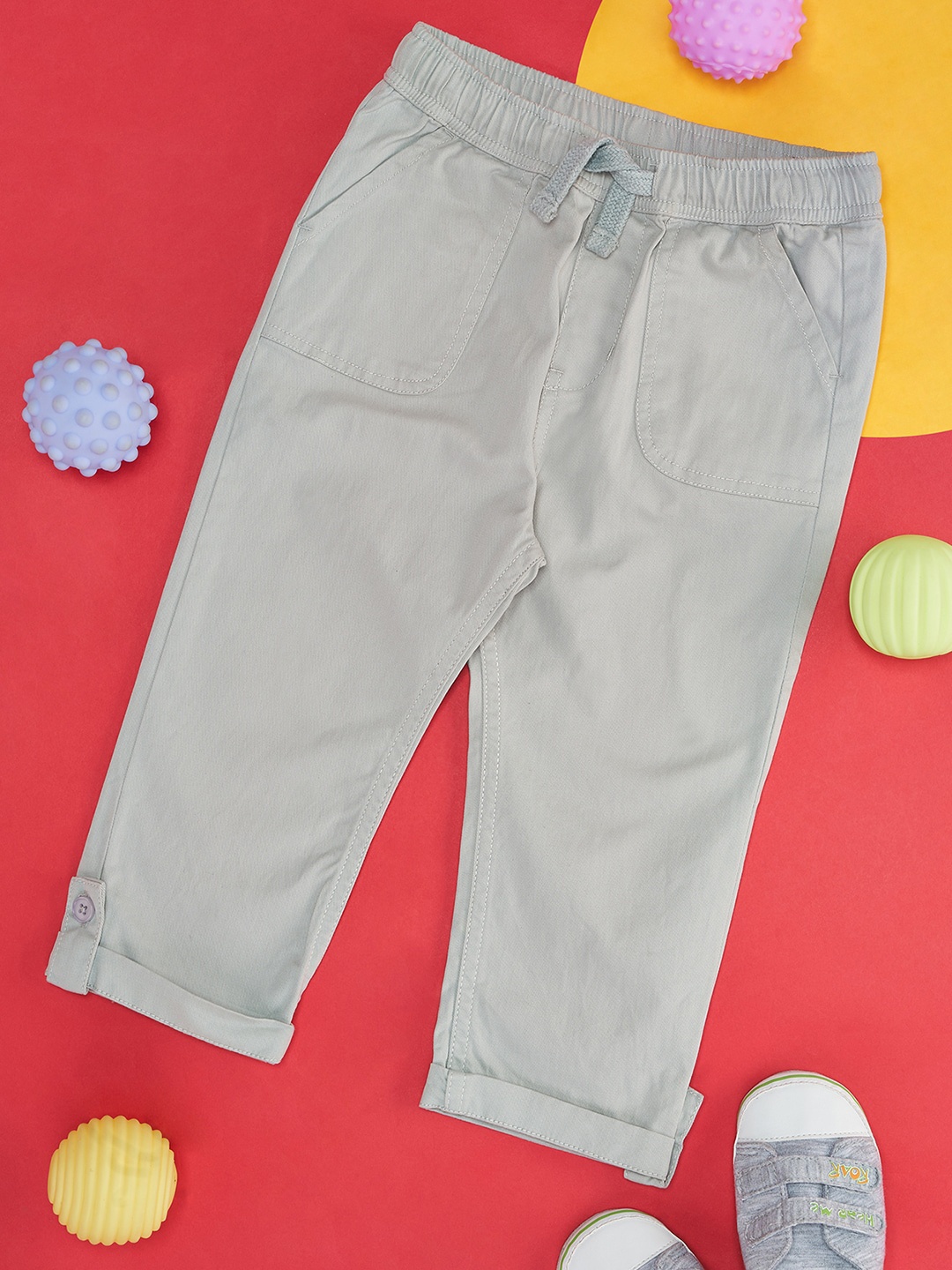 

YU by Pantaloons Infant Boys Mid-Rise Casual Trousers, Grey