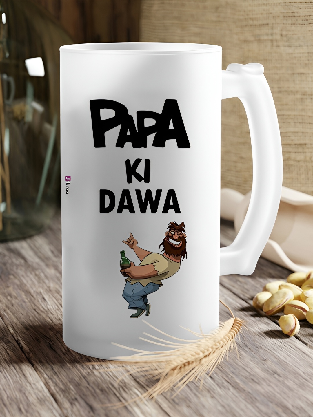

JIKRAA Transparent & Black Glass Beer Glass