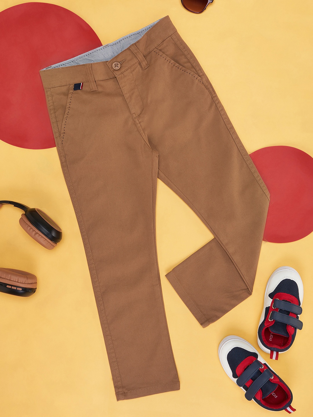 

Pantaloons Junior Boys Mid-Rise Trousers, Tan
