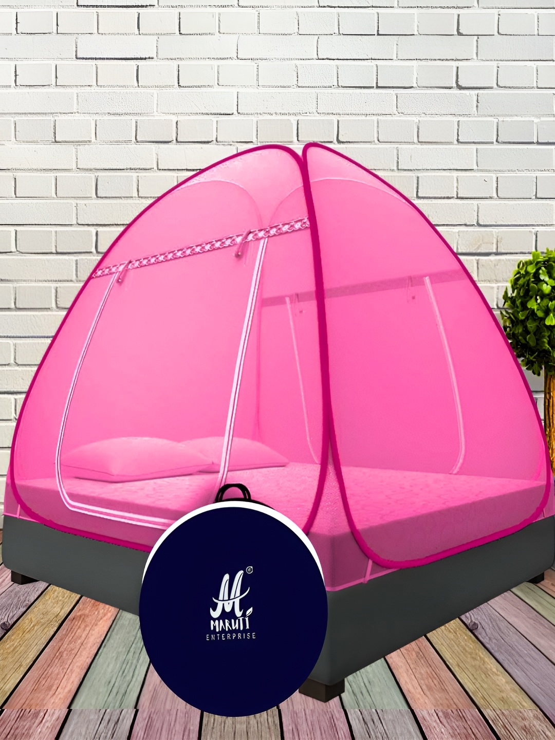

MARUTI ENTERPRISE Pink King Size Tent Mosquito Net