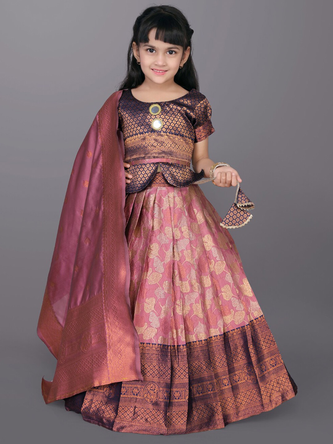 

BAESD Girls Ready to Wear Lehenga & Blouse With Dupatta, Orange