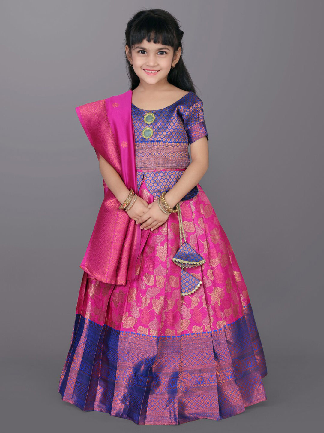 

BAESD Girls Zardozi Ready to Wear Lehenga & Blouse With Dupatta, Pink