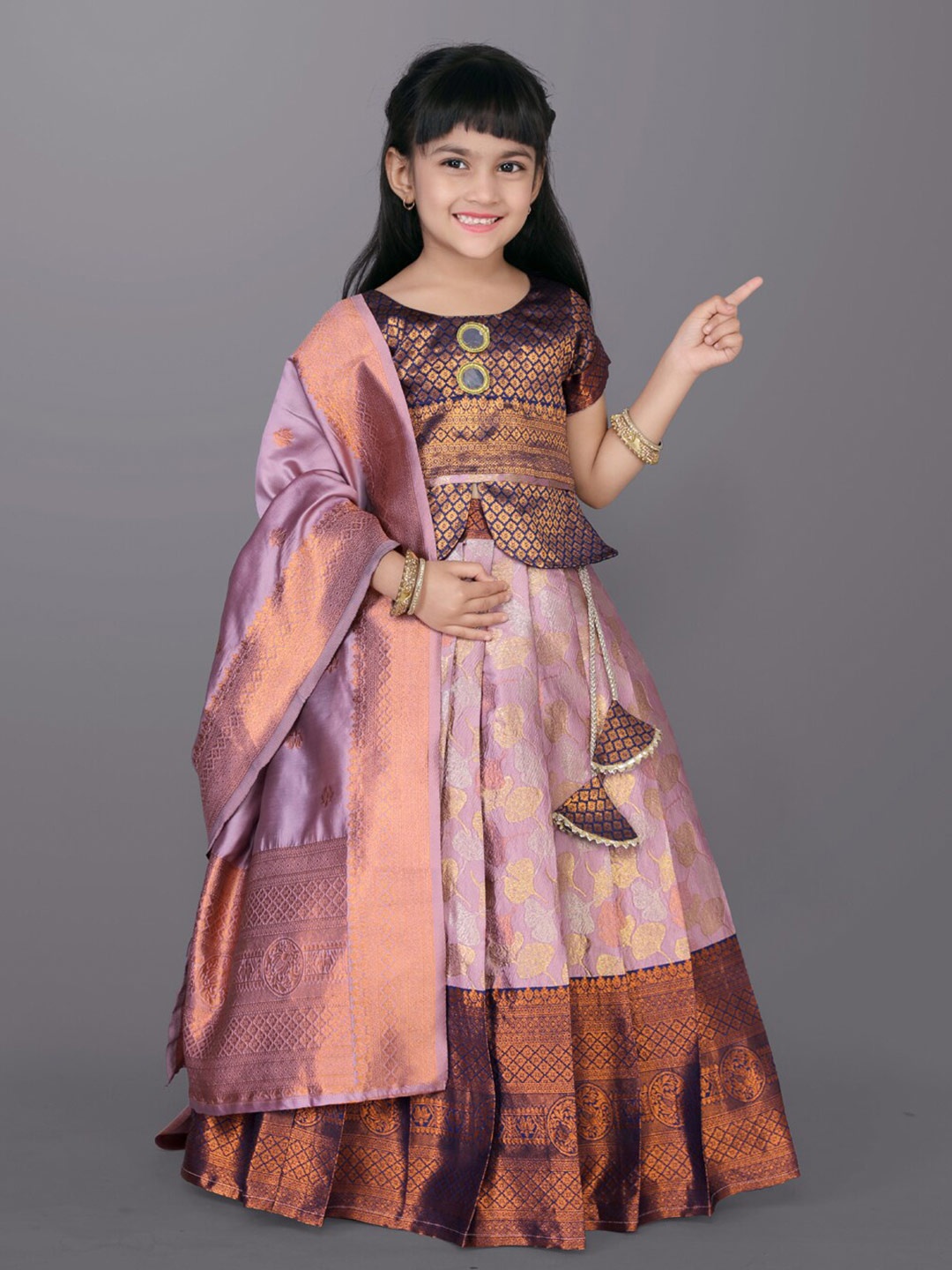 

BAESD Girls Zardozi Ready to Wear Lehenga & Blouse With Dupatta, Pink