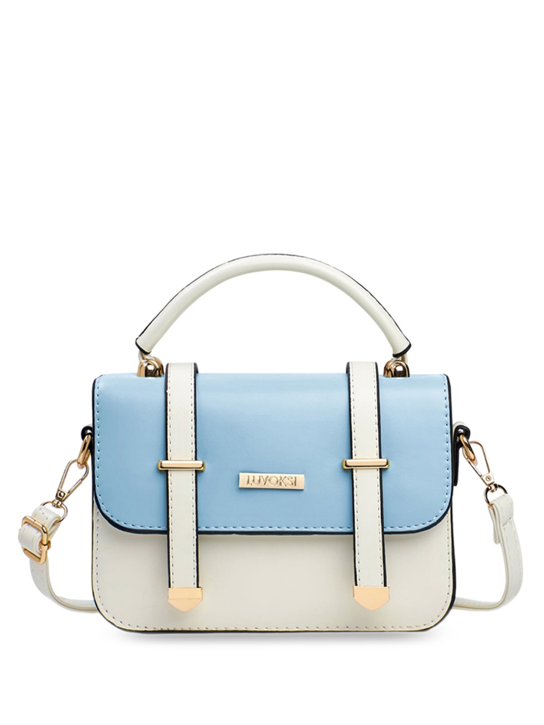 

Luvoksi Colourblocked Structured Handheld Bag, Blue