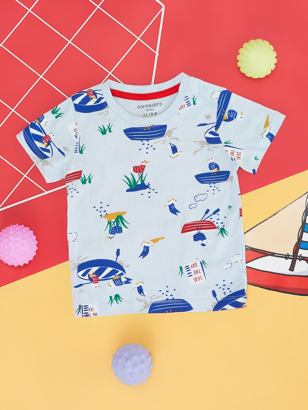 

Pantaloons Baby Boys Graphic Printed Cotton T-shirt, White