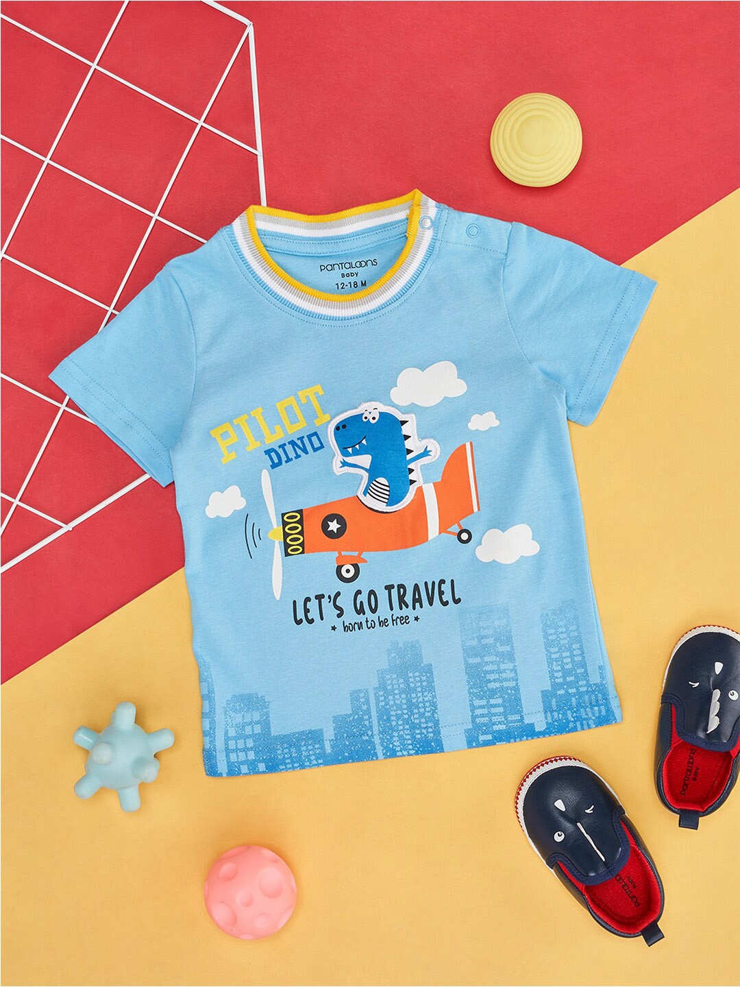 

Pantaloons Baby Boys Graphic Printed Cotton T-shirt, Blue