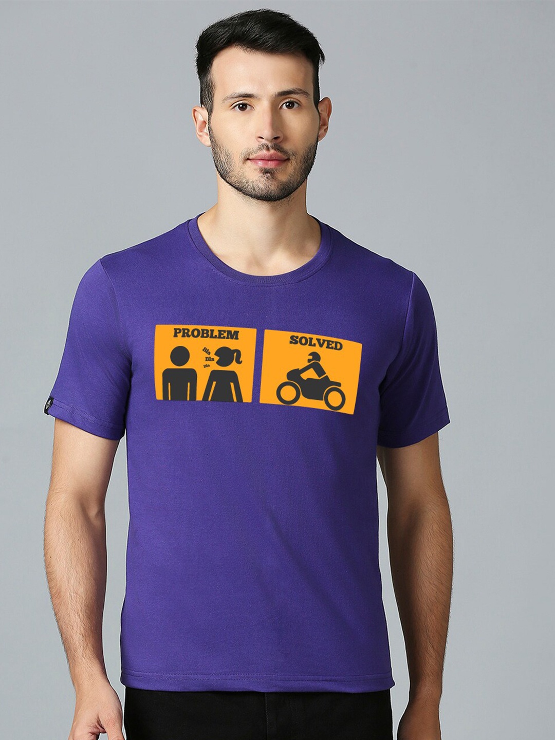 

MOD ECRU Unisex Graphic Printed Round Neck Cotton T-shirt, Purple