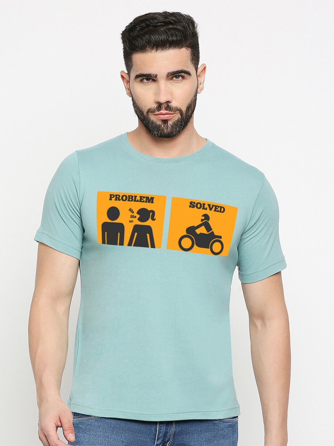 

MOD ECRU Unisex Graphic Printed Round Neck Cotton T-shirt, Green