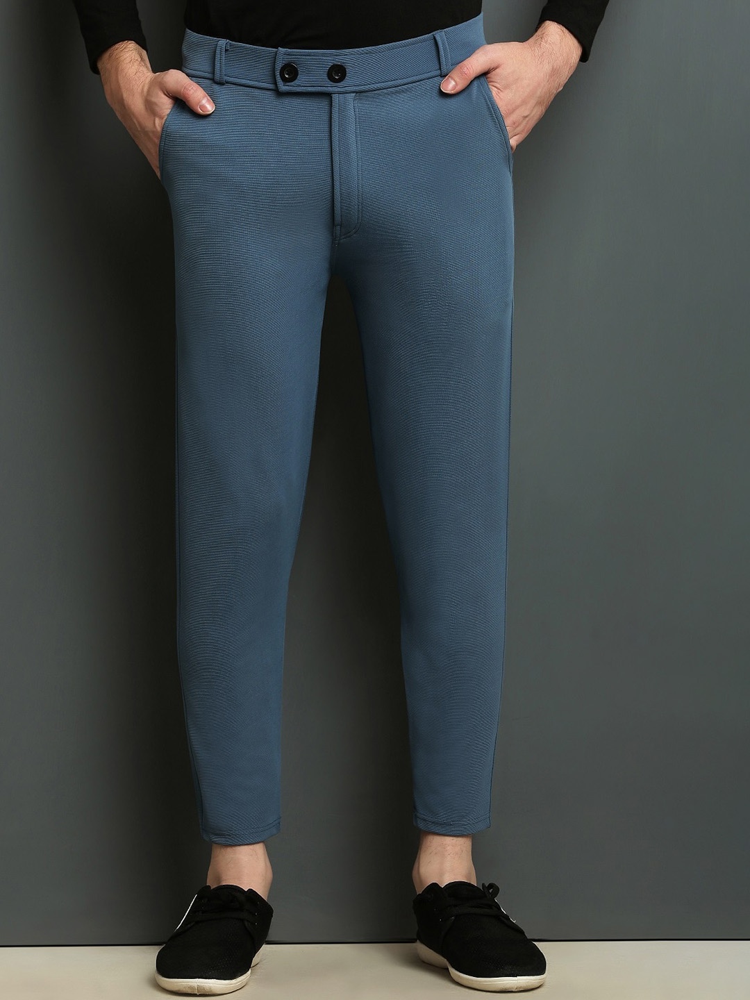 

WE PERFECT Men Relaxed Slim Fit Trousers, Blue