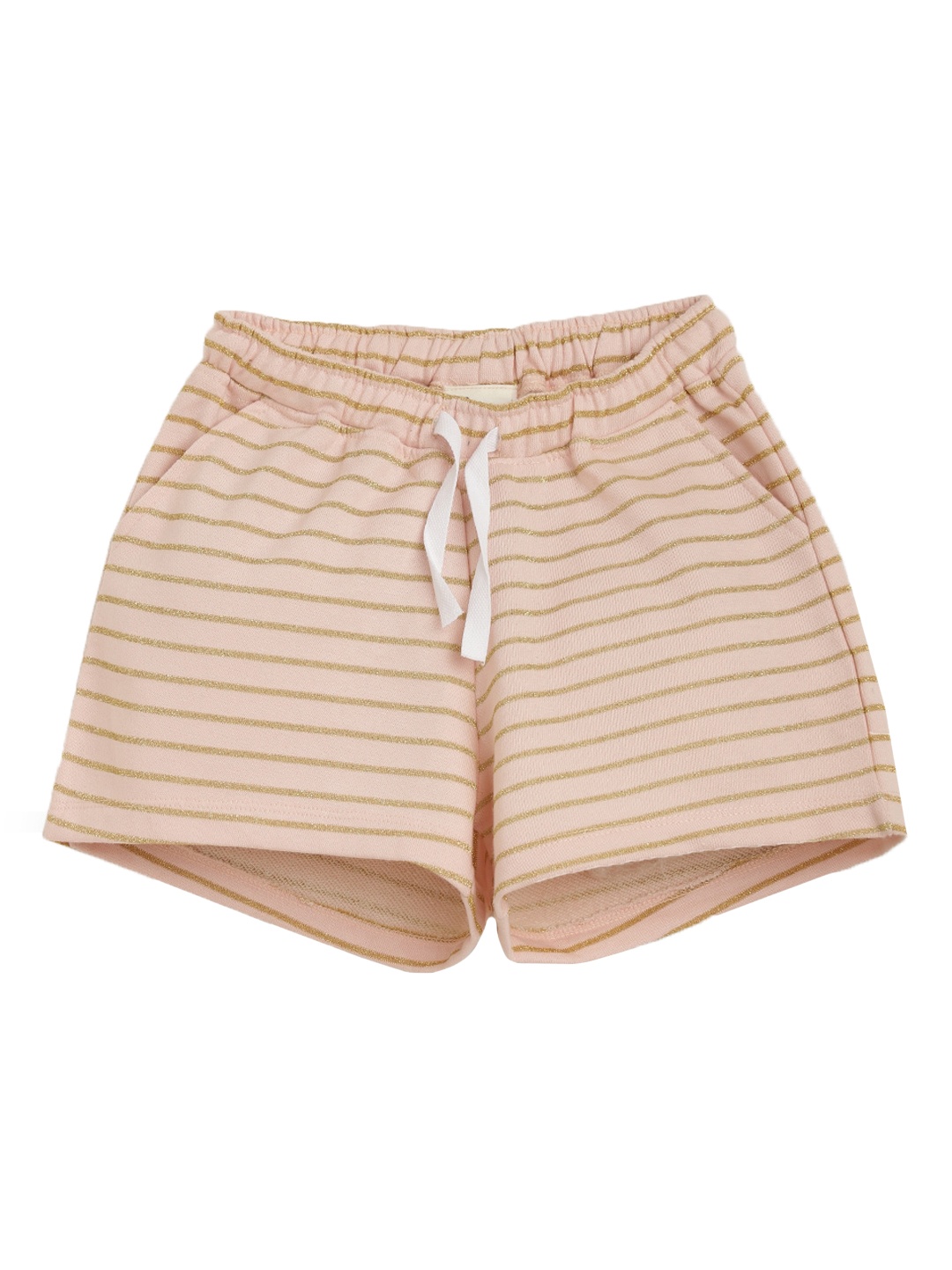 

Anthrilo Girls Striped Mid-Rise Cotton Shorts, Pink